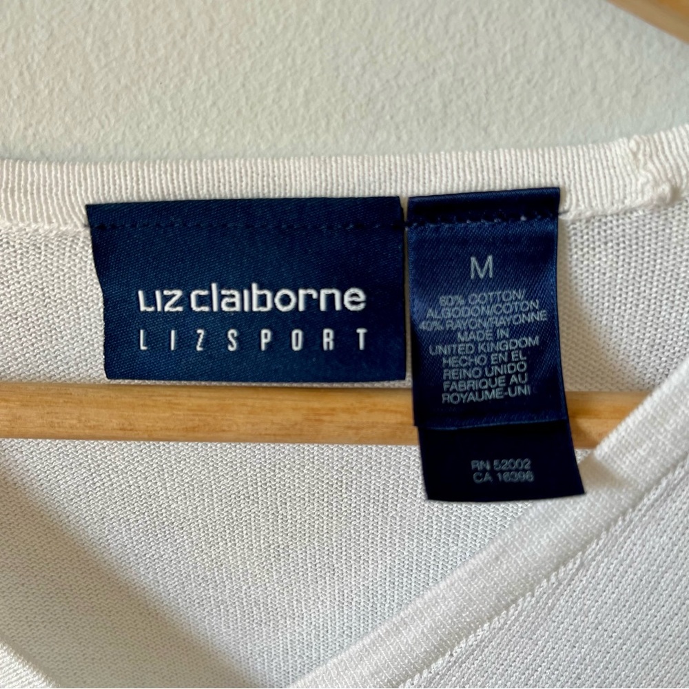 Liz Claiborne Liz Sport White Long Sleeve Cardigan, Size M - Picture 4 of 6